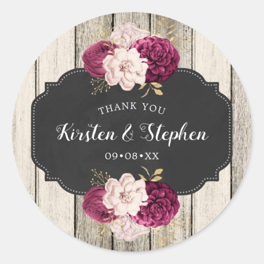 Rustikaler Dank für Hochzeit oder Brautparty Gefal Runder Aufkleber (Vorderseite)