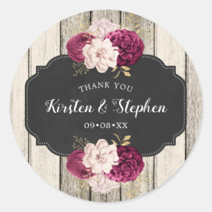 Rustikaler Dank für Hochzeit oder Brautparty Gefal Runder Aufkleber