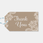 Rustikaler Dank Ihnen braune und weiße Spitzen Ges Geschenkanhänger (Rückseite Horizontal)