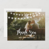 Rustikaler Dank Ihnen Foto String Lights Wedding C Postkarte (Vorne/Hinten)