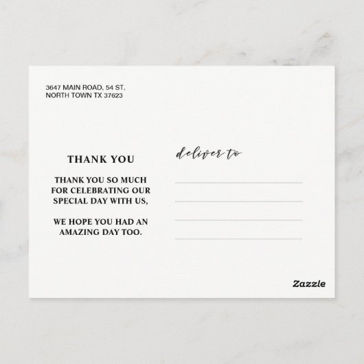 Rustikaler Dank Ihnen Foto String Lights Wedding C Postkarte (Rückseite)