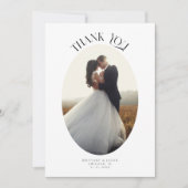 Rustikaler Dank Oval Frame Wedding Foto Dankeskarte (Vorderseite)