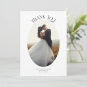 Rustikaler Dank Oval Frame Wedding Foto Dankeskarte (Stehend Vorderseite)