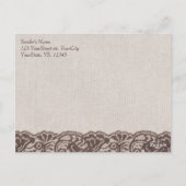 Rustikaler Dank Postacards Burlap und Spitze Postkarte (Rückseite)
