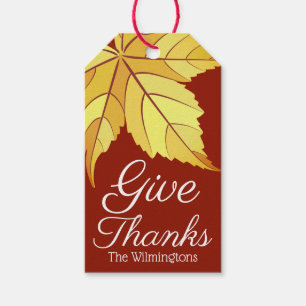 Rustikaler Dank Yellow Fall Leaf   PERSONALISIERT Geschenkanhänger