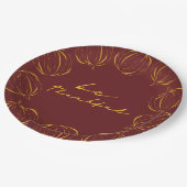 Rustikaler, dankbarer Pumpkin Frame Erntedank Pappteller (Schrägansicht)