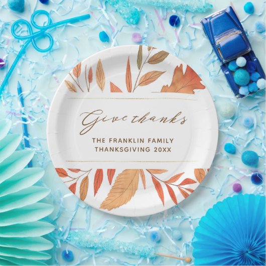 Rustikaler Dankeschön Herbstlaub Erntedank Pappteller (Party)