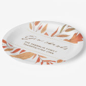 Rustikaler Dankeschön Herbstlaub Erntedank Pappteller (Schrägansicht)