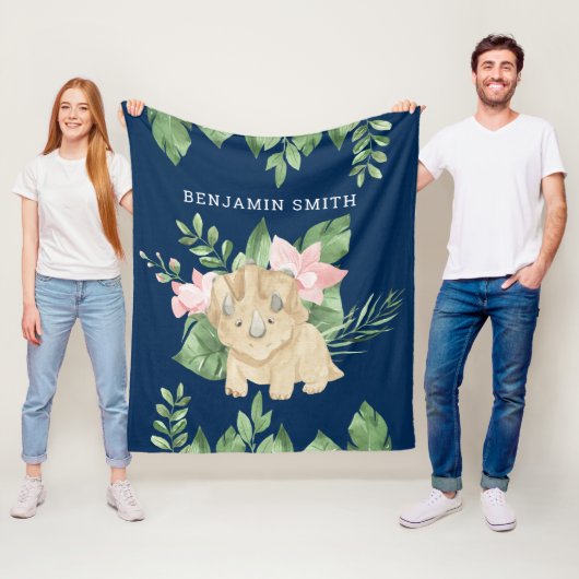 Rustikaler Datercolor Dschungel Triceratops Niedli Fleecedecke (Beispiel)