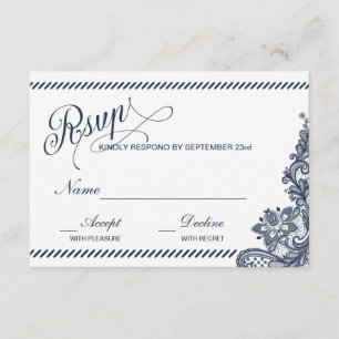 Rustikaler Denim und Spitzen-UAWG RSVP Karte