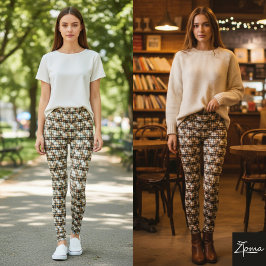 Rustikaler Diagonalkaro Tweed Webart Erde Leggings
