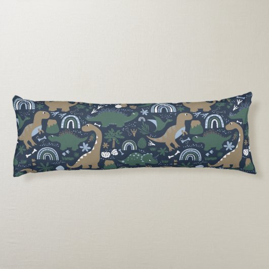 Rustikaler Dinosaurier Wald Prähistorische Kinder Seitenschläferkissen (Rückseite)