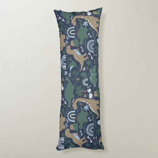 Rustikaler Dinosaurier Wald Prähistorische Kinder Seitenschläferkissen (Rückseite (Vertikal))