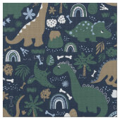 Rustikaler Dinosaurier Wald Prähistorische Kinder  Stoff (Nahaufnahme)