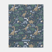 Rustikaler Dinosaurier-Wald Prähistorischer Person Fleecedecke (Vorderseite)