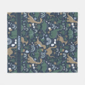 Rustikaler Dinosaurier-Wald Prähistorischer Person Fleecedecke (Vorderseite (Horizontal))