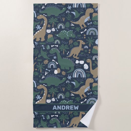 Rustikaler Dinosaurier-Wald Prähistorischer Person Strandtuch (Vorderseite)