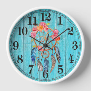 Rustikaler Dreamcatcher-Rundwall-Uhr Uhr