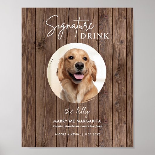 Rustikaler, druckbarer Hund - Signature Drinks unt Poster (Vorne)