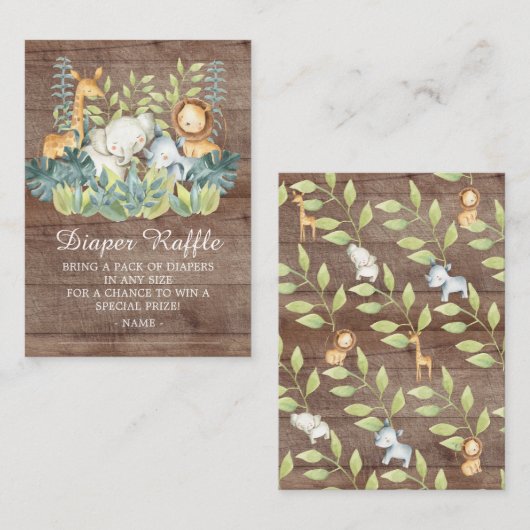 Rustikaler Dschungel-Kinderdusche Windelwanne Begleitkarte (Vorne/Hinten)