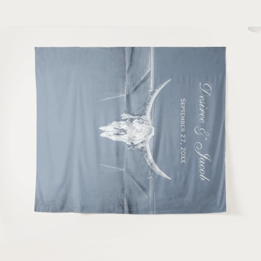 Rustikaler, dunkelblauer, weißer Western, Skulptur Wandteppich (Vorderseite (Horizontal))