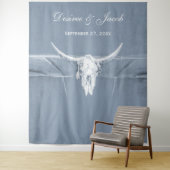 Rustikaler, dunkelblauer, weißer Western, Skulptur Wandteppich (Beispiel)