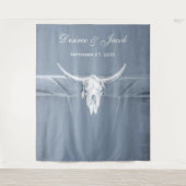 Rustikaler, dunkelblauer, weißer Western, Skulptur Wandteppich (Vorderseite)