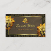 Rustikaler dunkelbrauner Holzkörner mit Rose Visitenkarte (Vorderseite)