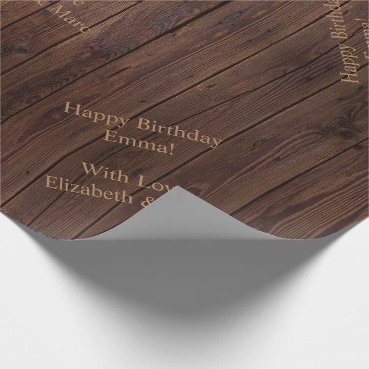 Rustikaler dunkelbrauner Holzzaun im Landstil Geschenkpapier (Ecke)