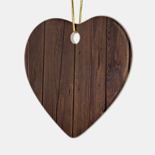 Rustikaler dunkelbrauner Holzzaun im Landstil Keramikornament (Links)