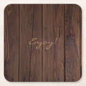 Rustikaler dunkelbrauner Holzzaun im Landstil Rechteckiger Pappuntersetzer (Vorderseite)