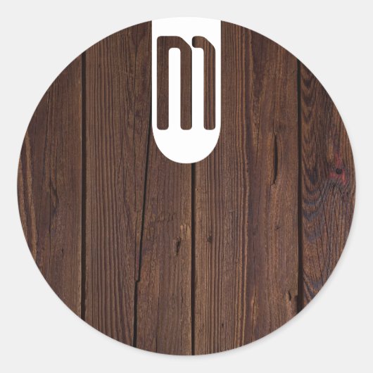 Rustikaler dunkelbrauner Holzzaun im Landstil Runder Aufkleber (Vorderseite)