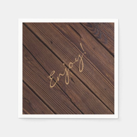 Rustikaler dunkelbrauner Holzzaun im Landstil Serviette (Vorderseite)