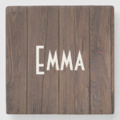 Rustikaler dunkelbrauner Holzzaun im Landstil Steinuntersetzer (Vorderseite)