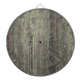 Rustikaler dunkler, gewitterter Holzboden Dartscheibe (vorne)