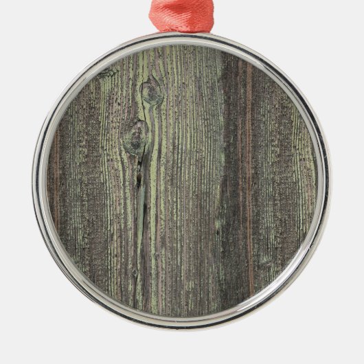 Rustikaler dunkler, gewitterter Holzboden Silbernes Ornament (Vorne)