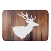 Rustikaler dunkler Holzbaum Weiße Hirsche Badematte (Vorderseite)