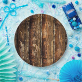 Rustikaler dunkler hölzerner WegwerfpapierTeller Pappteller (Party)