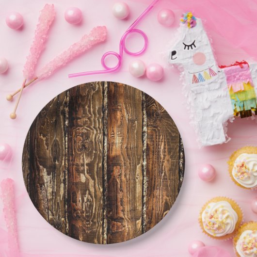 Rustikaler dunkler hölzerner WegwerfpapierTeller Pappteller (Party)