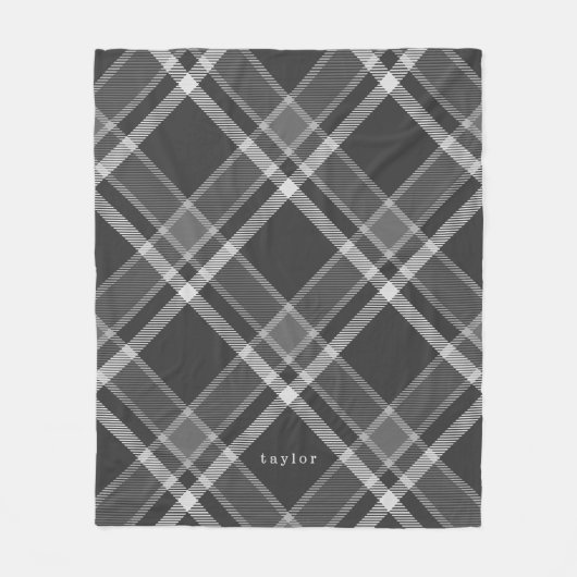 Rustikaler dunkler Holzkohle Grau Tartan Kariert m Fleecedecke (Vorderseite)