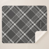 Rustikaler dunkler Holzkohle Grau Tartan Kariert m Sherpadecke (Vorderseite (Horizontal))