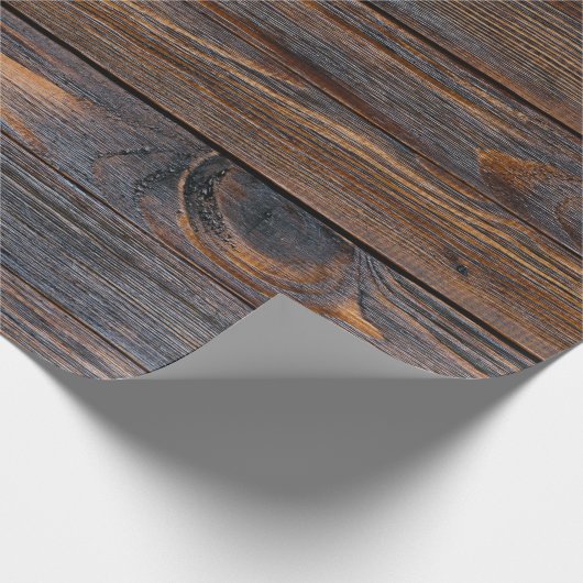 Rustikaler Dunkler Holzteppich Geschenkpapier (Ecke)