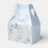 Rustikaler Dusty Blue Floral Eukalyptus Goldrahmen Geschenkschachtel (Rückseite)