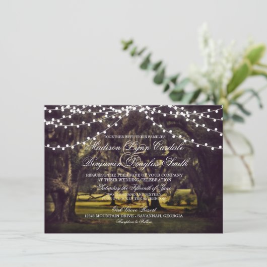 Rustikaler Eichenbaum: Hochzeitsfeiern Einladung (Stehend Vorderseite)