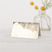 Rustikaler Eichenbaum und gemeißelte Herzenshochze Platzkarte (Rückseite)