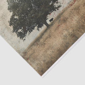 Rustikaler Eichenbaum und Kuhmalerei Seidenpapier (Ausschnitt)