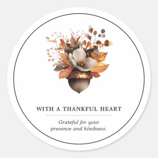 Rustikaler Eichenblatt-Blumen-weißer klassischer r Runder Aufkleber (Vorderseite)