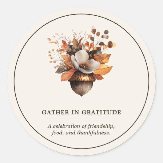 Rustikaler Eichenblüten-Floralmuster Elfenbein Kla Runder Aufkleber (Vorderseite)