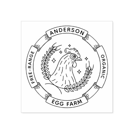 Rustikaler Eierhof | Firmenlogo für Hühner und Wei Gummistempel (Prägung)