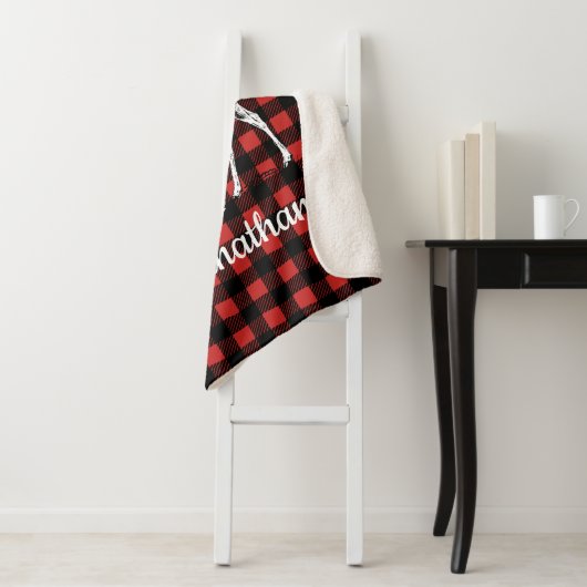 Rustikaler Elch-Büffel-Karo-Holzfäller kariert Sherpadecke (Beispiel)